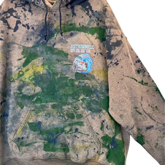 Travis Scott 2019 AstroWorld Wish You Were Here Brown Thrashed Tour Hoodie L - Picture 9 of 10
